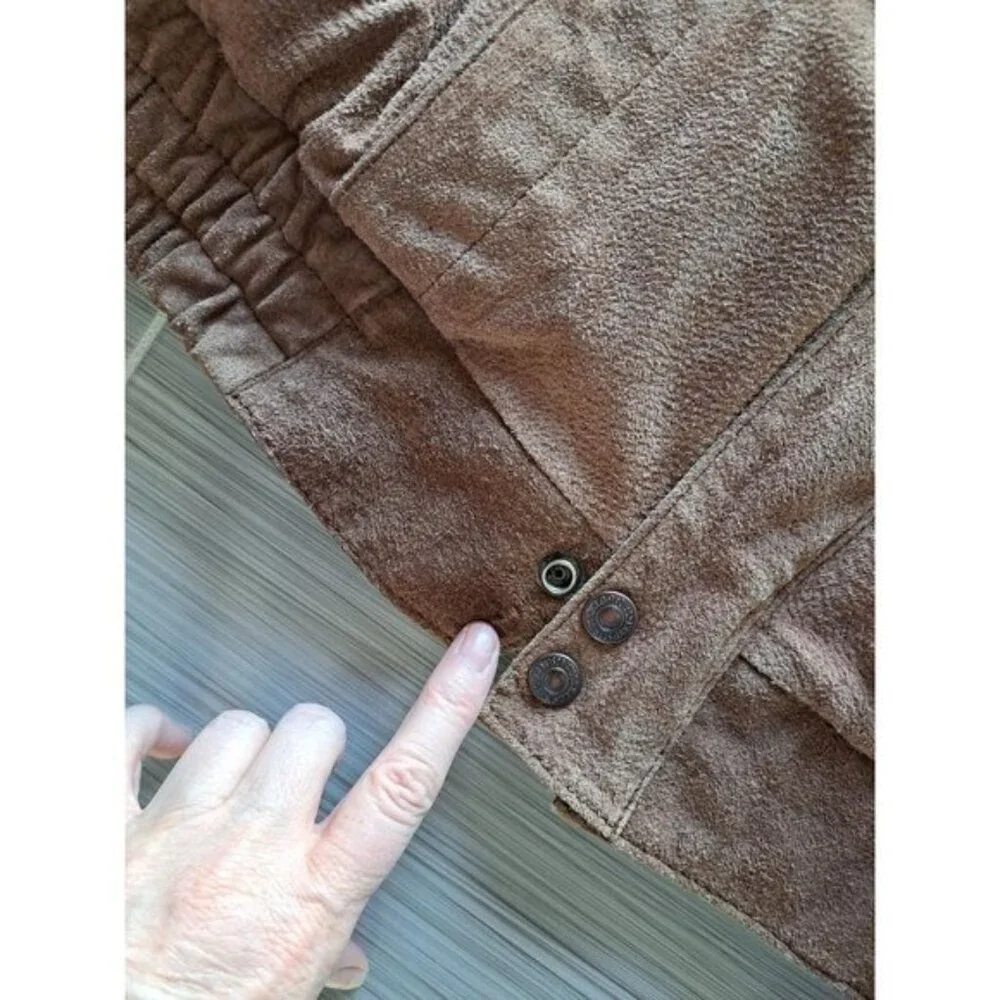 Vintage Levis Mens Bomber  Brown Suede Jacket Size 44 L Button Cuffs Zip Front - Picture 5 of 12